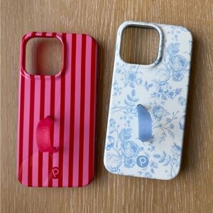 Loopy Case Duo - Red and Pink Stripe & White with Blue Floral